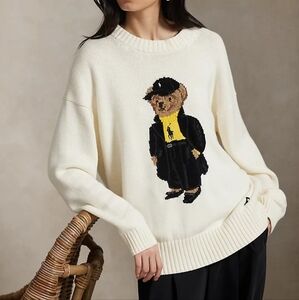 NWT Polo Ralph Lauren Polo Bear Cotton Crewneck Sweater - Cream XS